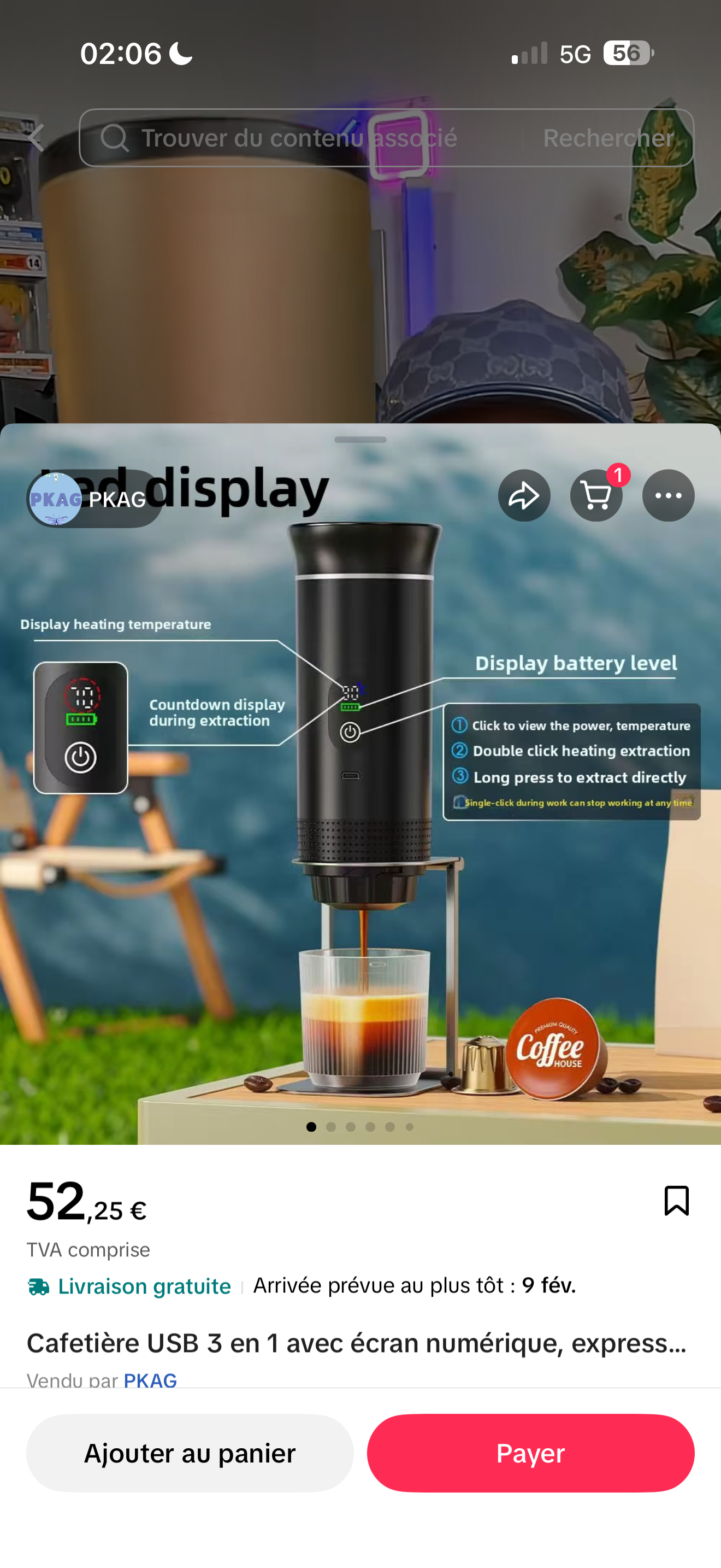 Cafetière USB 3 en 1 avec écran numérique
