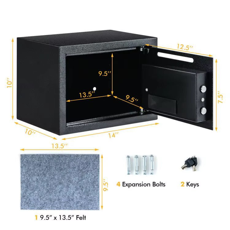 Coffre-Fort 16L, Coffre-fort Électronique avec Clavier Numérique et Clé de Secours