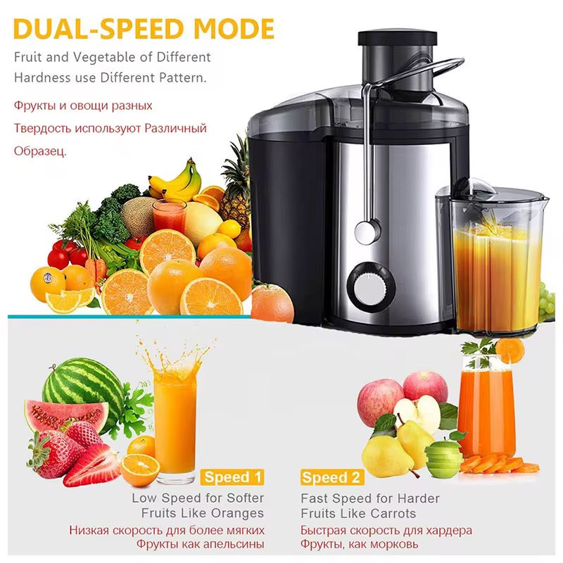 Extracteur de Jus -fruits et legumes - 450W - 1,2 L et 500 ml