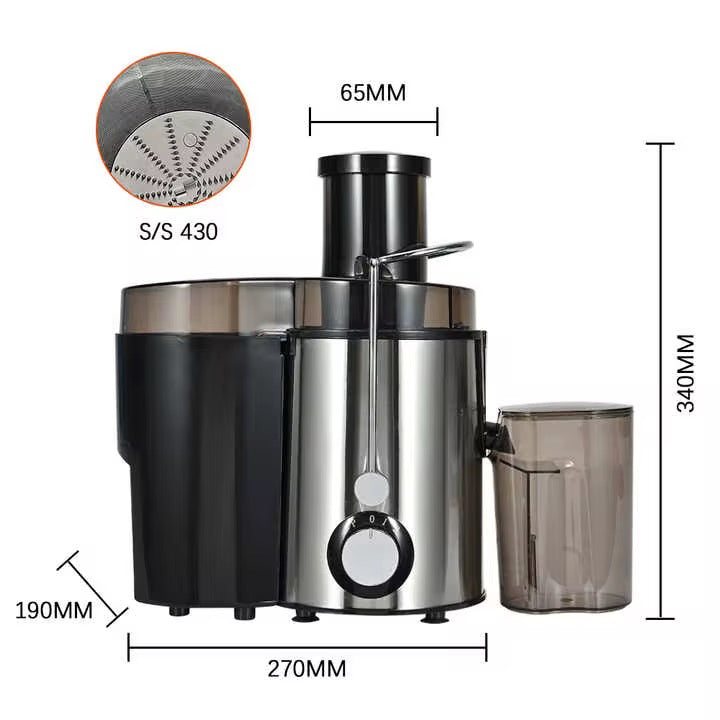 Extracteur de Jus -fruits et legumes - 450W - 1,2 L et 500 ml