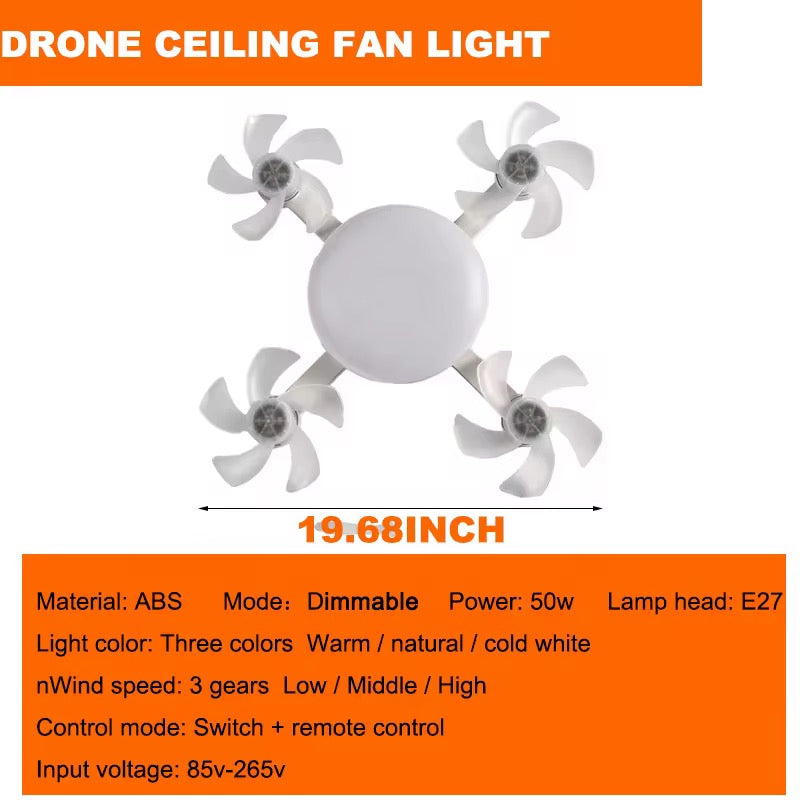 Ventilateur de Plafond avec Lumière et Telecommande