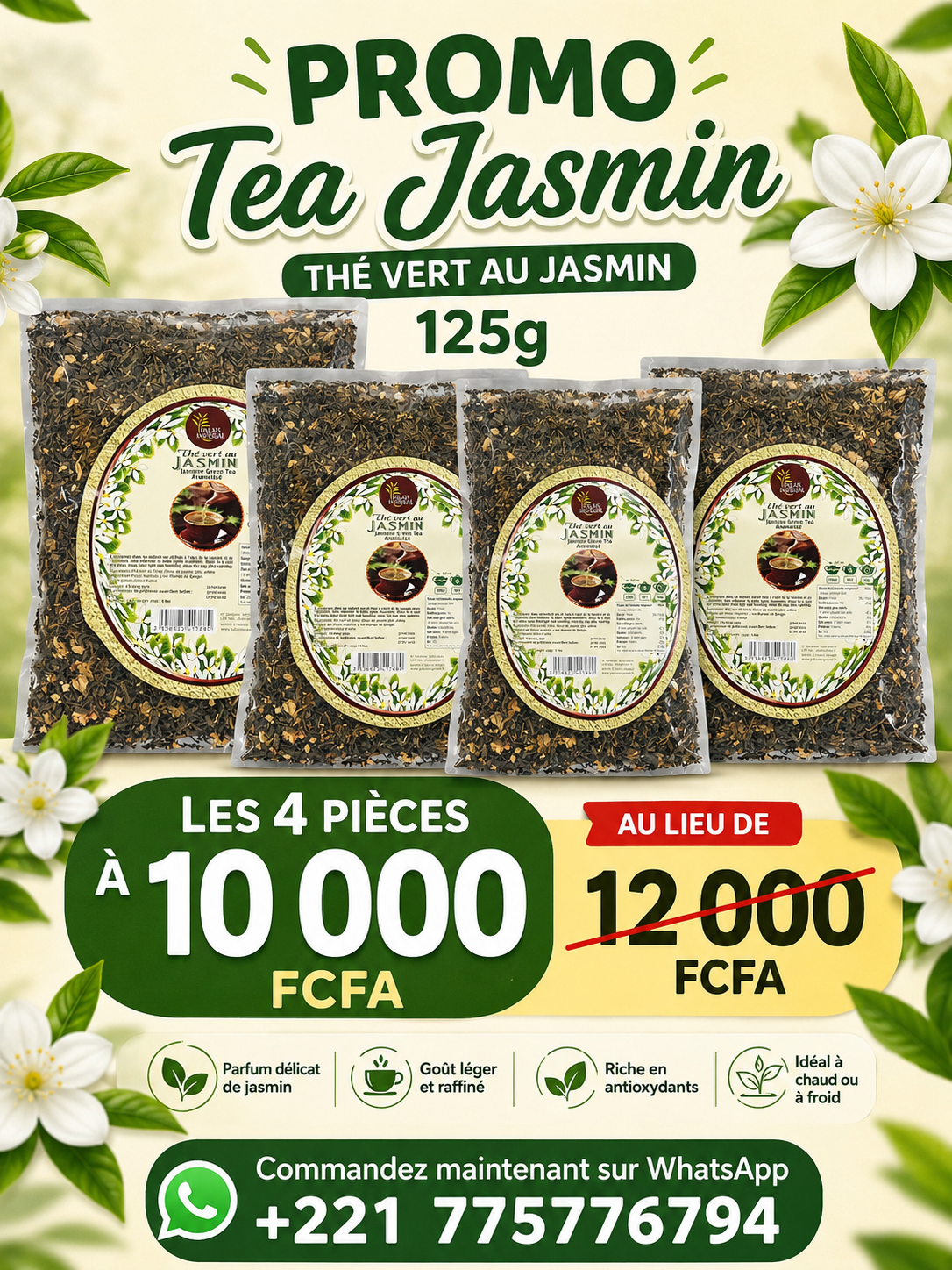 Thé Vert au Jasmin 125g (4 pièces)